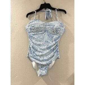 J McLAUGHLIN Swimming suit Blue watercolor Paisley Koa One-Piece size 8